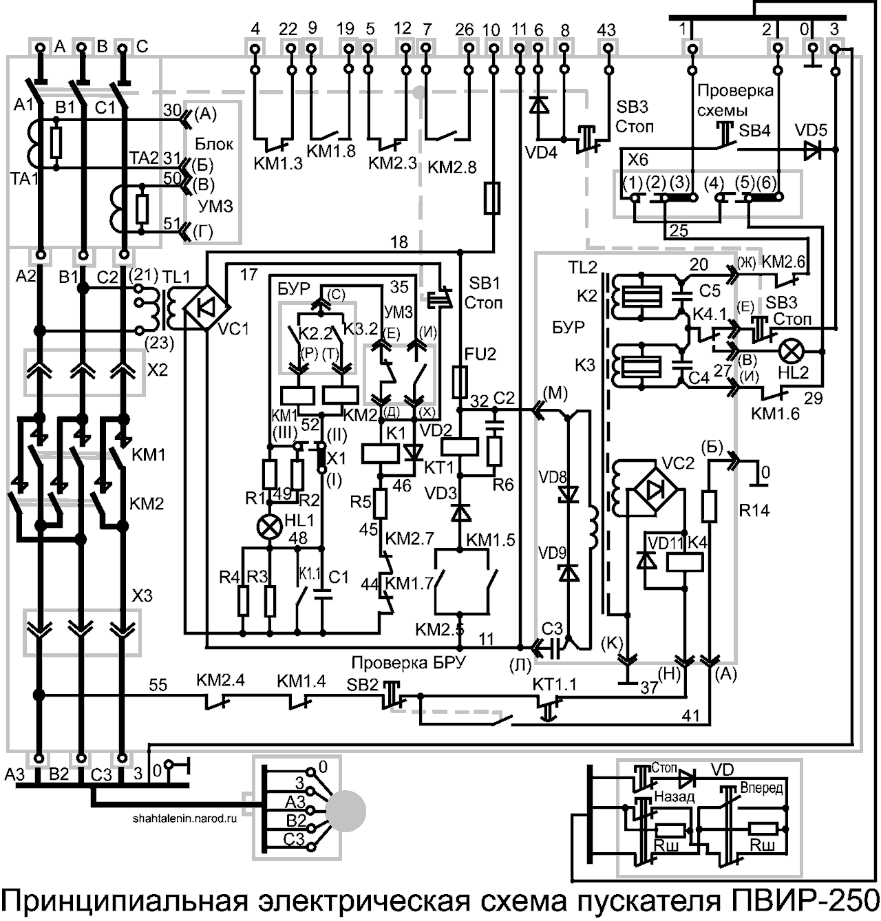 Схема электрическая принципиальная ПВИР-250